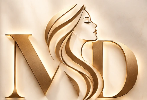MD Klinik – kadın siluetli altın monogram